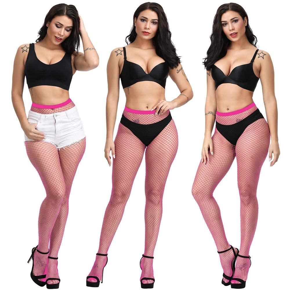 E-Laurels Womens Fishnet Tights Stockings Black Pantyhose Fish Net Plus Size