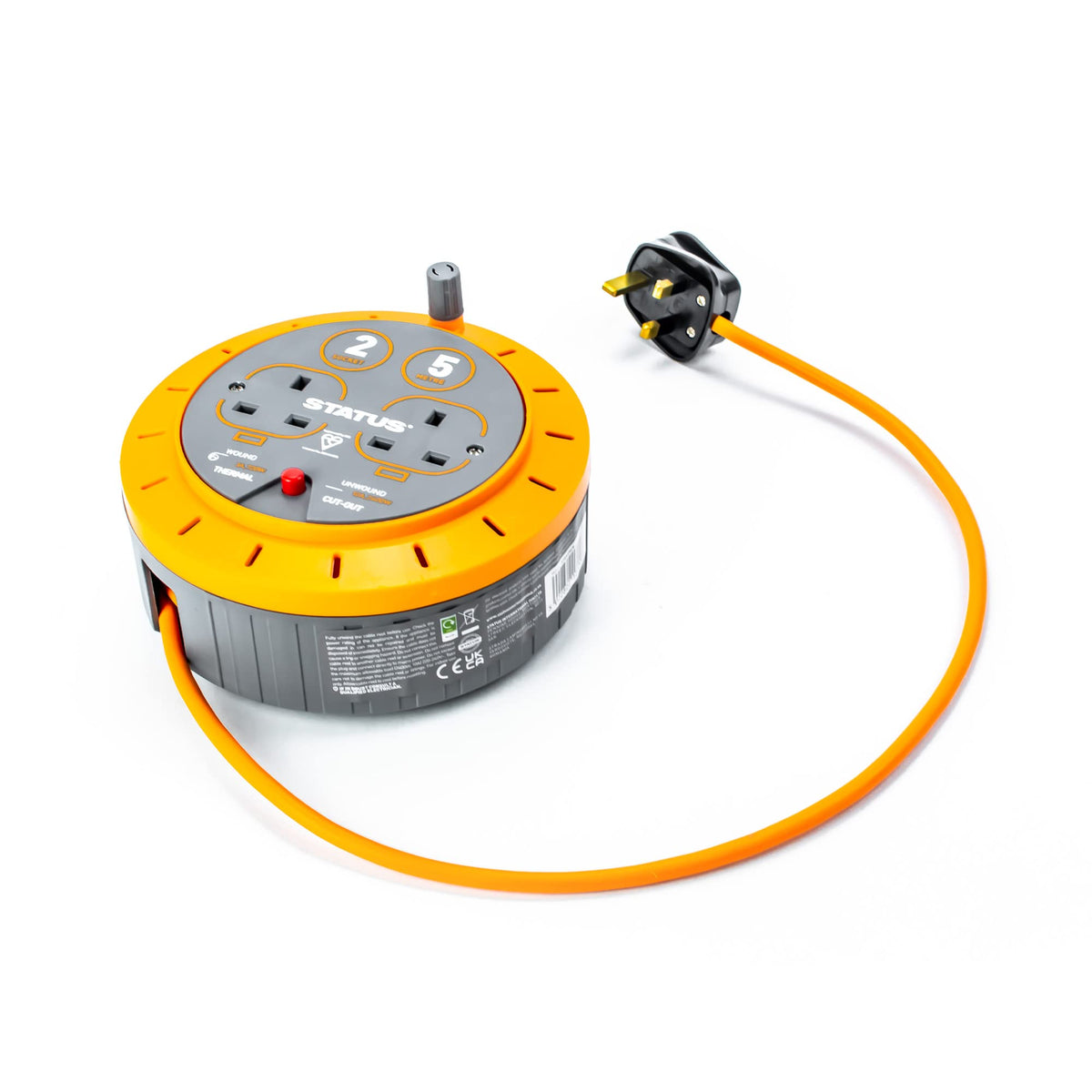 IONOS 2 Socket Cable Reel, 10m Outdoor Garden Extension Lead, DIY