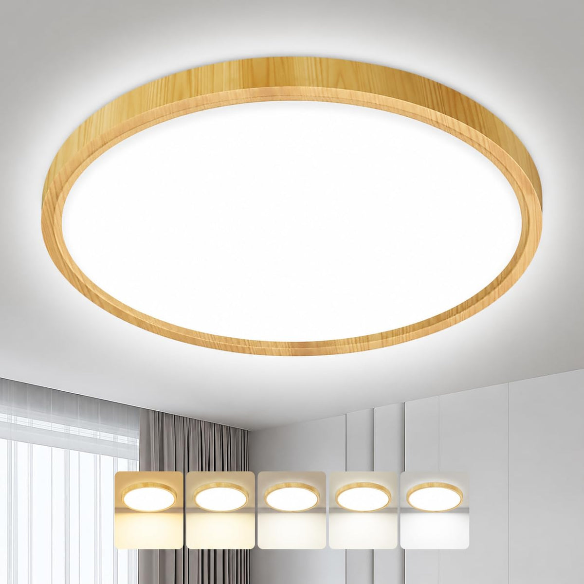 hepside 2 Pack Bathroom Ceiling Light 30cm, 3000K/3500K/4000K/5000K/6500K 5CCT LED Ceiling Lights, 24W, Modern, Waterproof, Round Flush Mount for Bathroom, Kitchen, Bedroom, Hallway