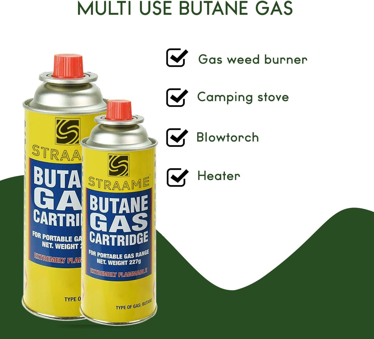 Straame Camping Gas Cartridges 227g, Portable Push-Fit Canisters, Pack of 4