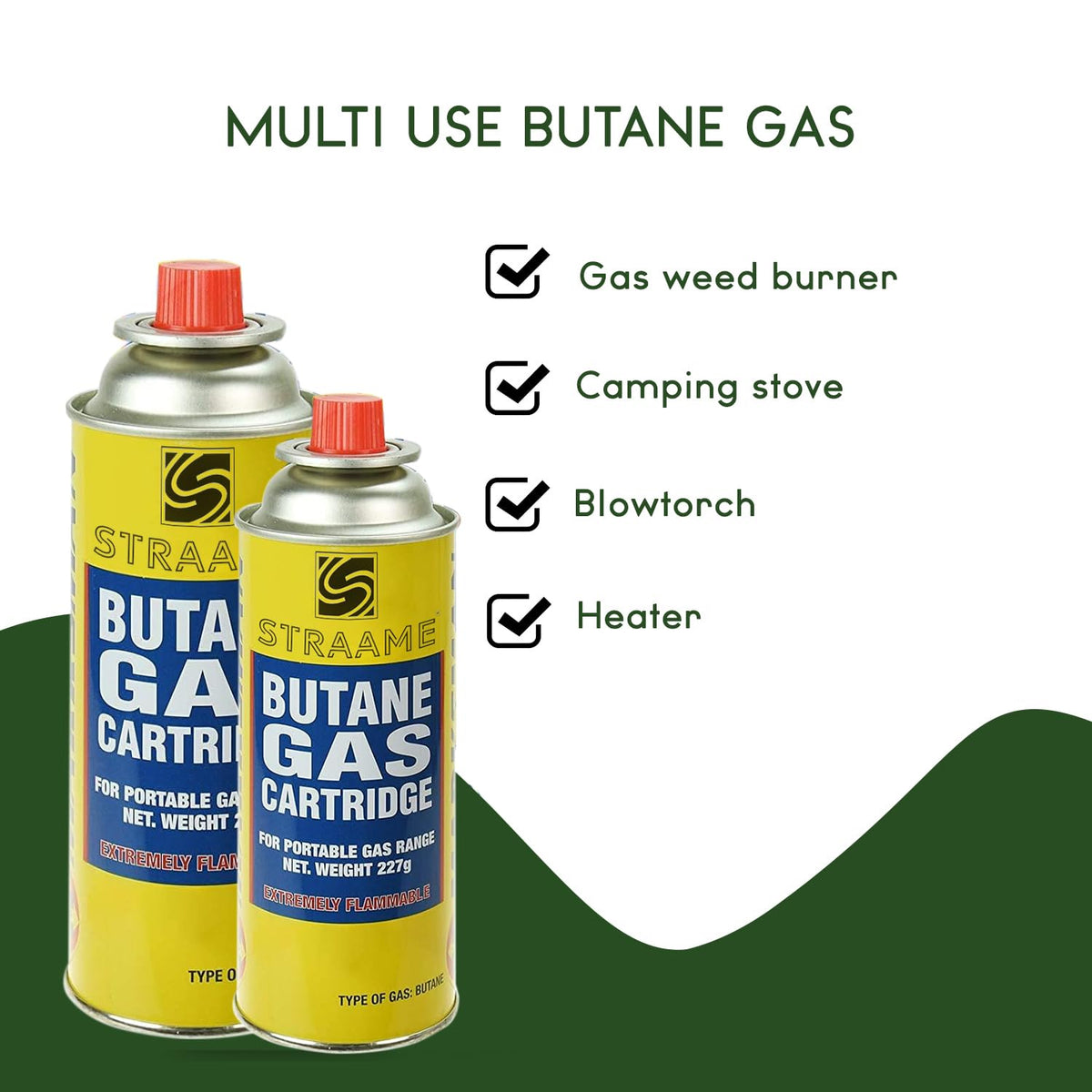Straame Camping Gas Cartridges 227g, Portable Push-Fit Canisters, Pack of 4