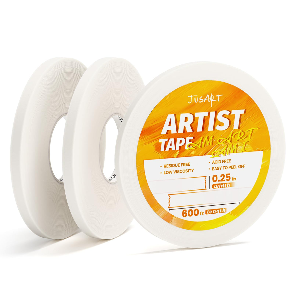JusArt Artist Tape for Watercolor Paper, 1/2 inch Wide 200FT Long