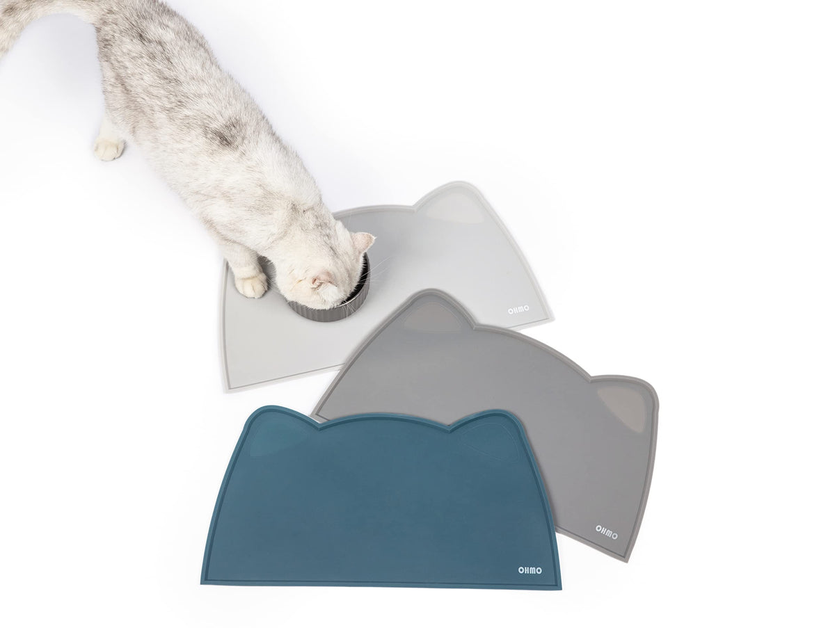 OHMO Silicone Cat Food Mat for Food&Water Bowls, 46x25cm, Camo Green