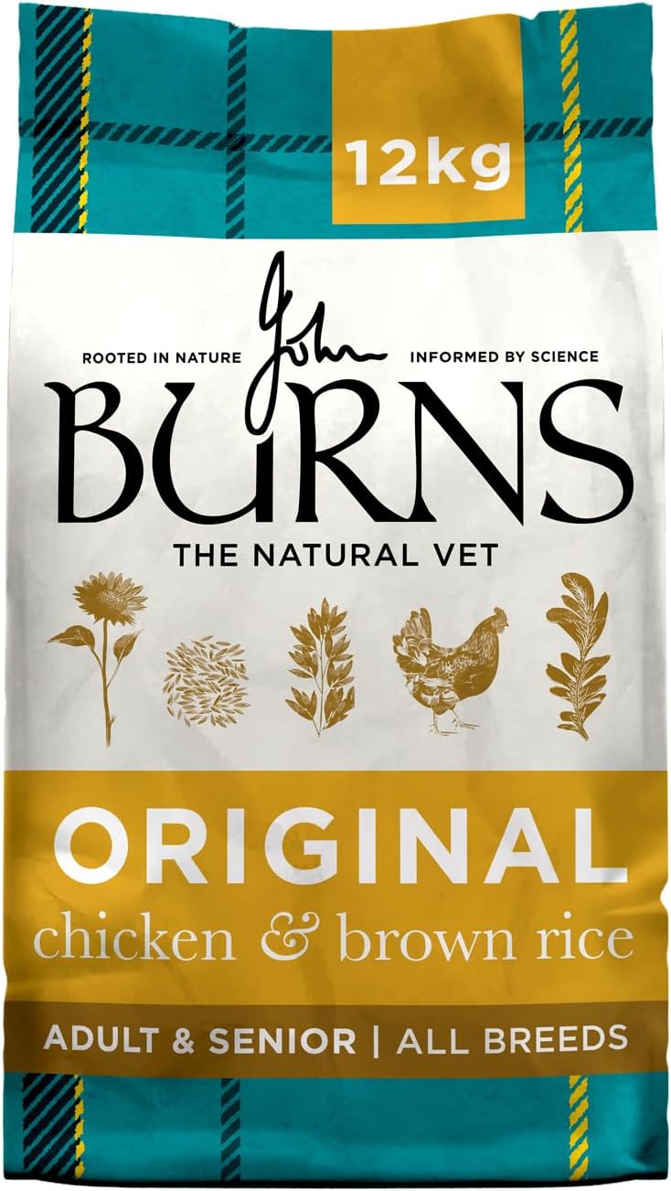 Burns Pet Nutrition Hypoallergenic Complete Dry Dog Food Adult and Senior Dog Original Chicken and Brown Rice 12 kg