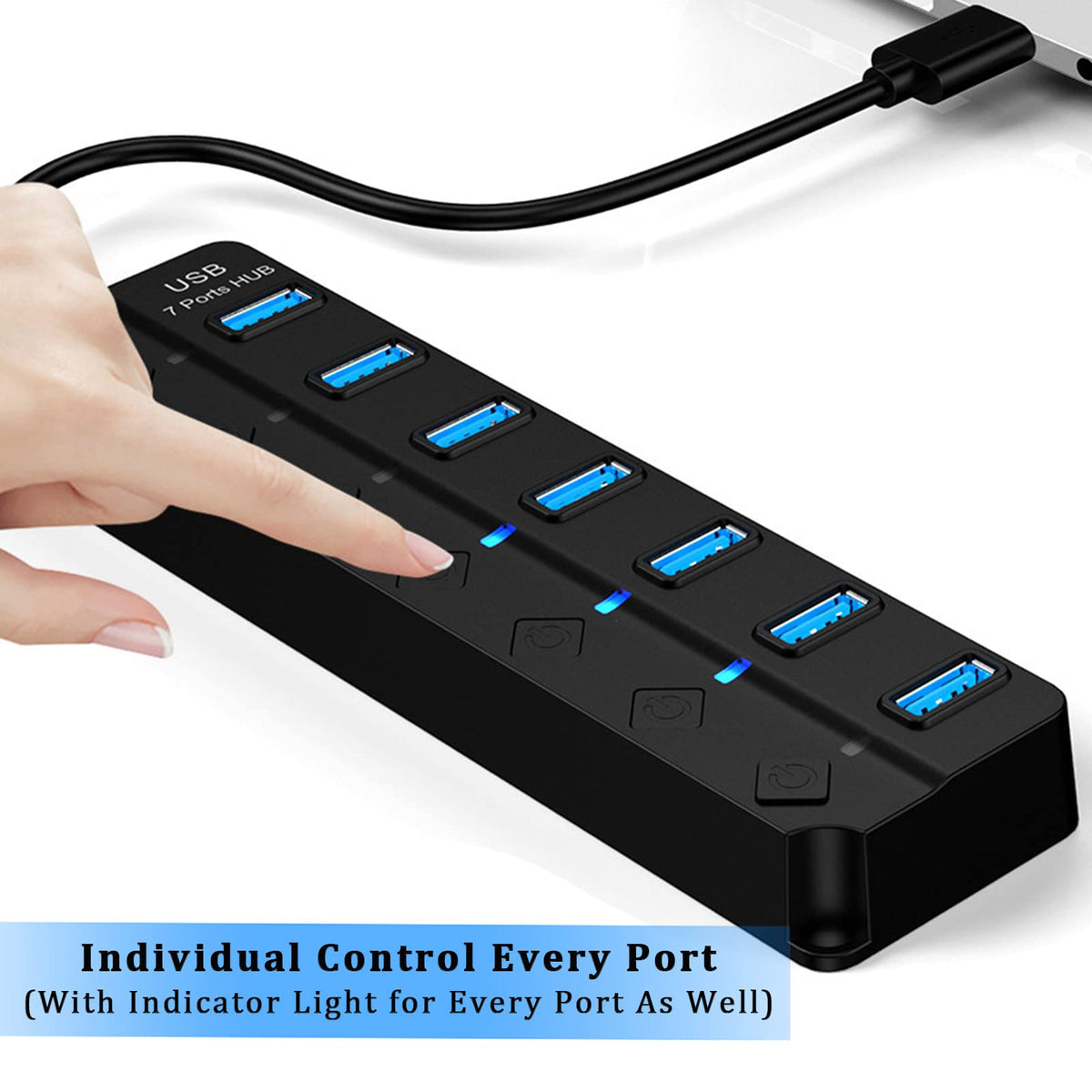 USB Expander Hub Splitter 4 Ports Adapter Dock Cord Ultra-Slim,Multi USB Cable Lead for PC,Laptop,NoteBook,MacBook,Desktop,ChromeBook,Surface Pro,Flash Drives,Mobile HDD Under £4