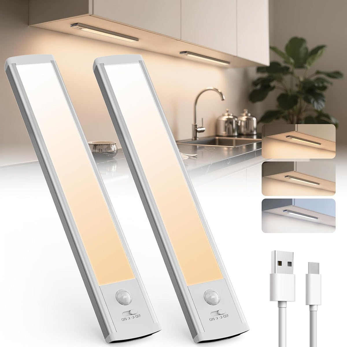 20cm Under Cabinet Kitchen Lights, Motion Sensor Lights Indoor