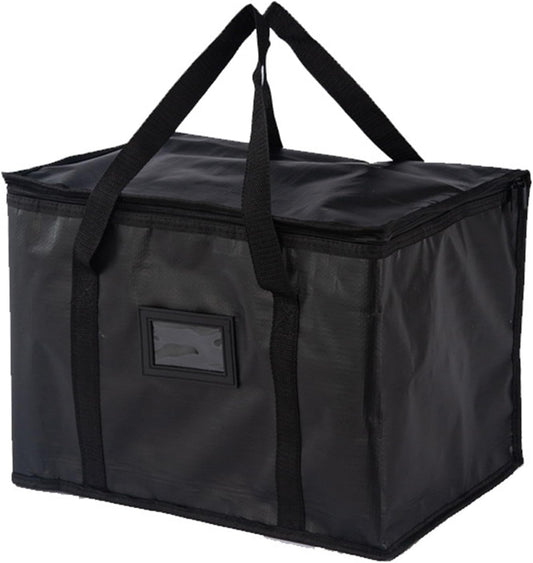 40L Insulated Thermal Food Delivery Bag for Hot & Cold Meals, Large Foldable Cooler with Insulation for Picnic, Camping, Lunch & Outdoor Use (Black)