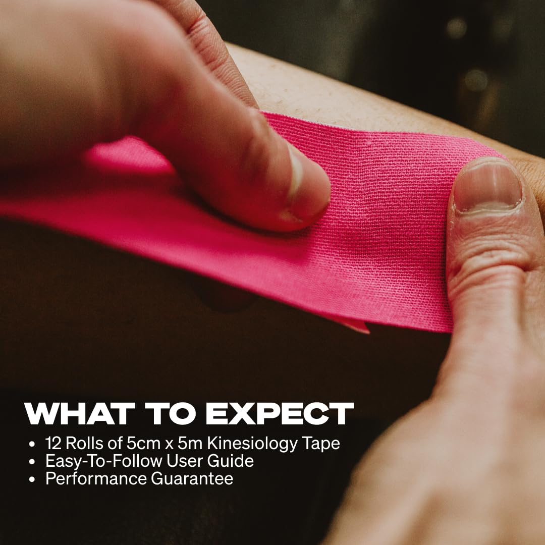 SPORTTAPE Kinesiology Tape, 5cm x 5m, Black - Waterproof, Hypoallergenic