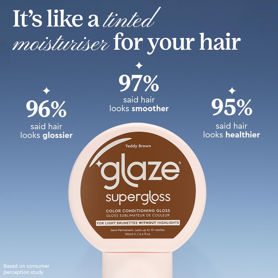 Glaze Supergloss Color Conditioning Gloss – Hydrating Semi-Permanent Colour Hair Gloss & Shine Boost – For Natural, Unbleached Dark Brown Hair – 190ml - Sleek Espresso