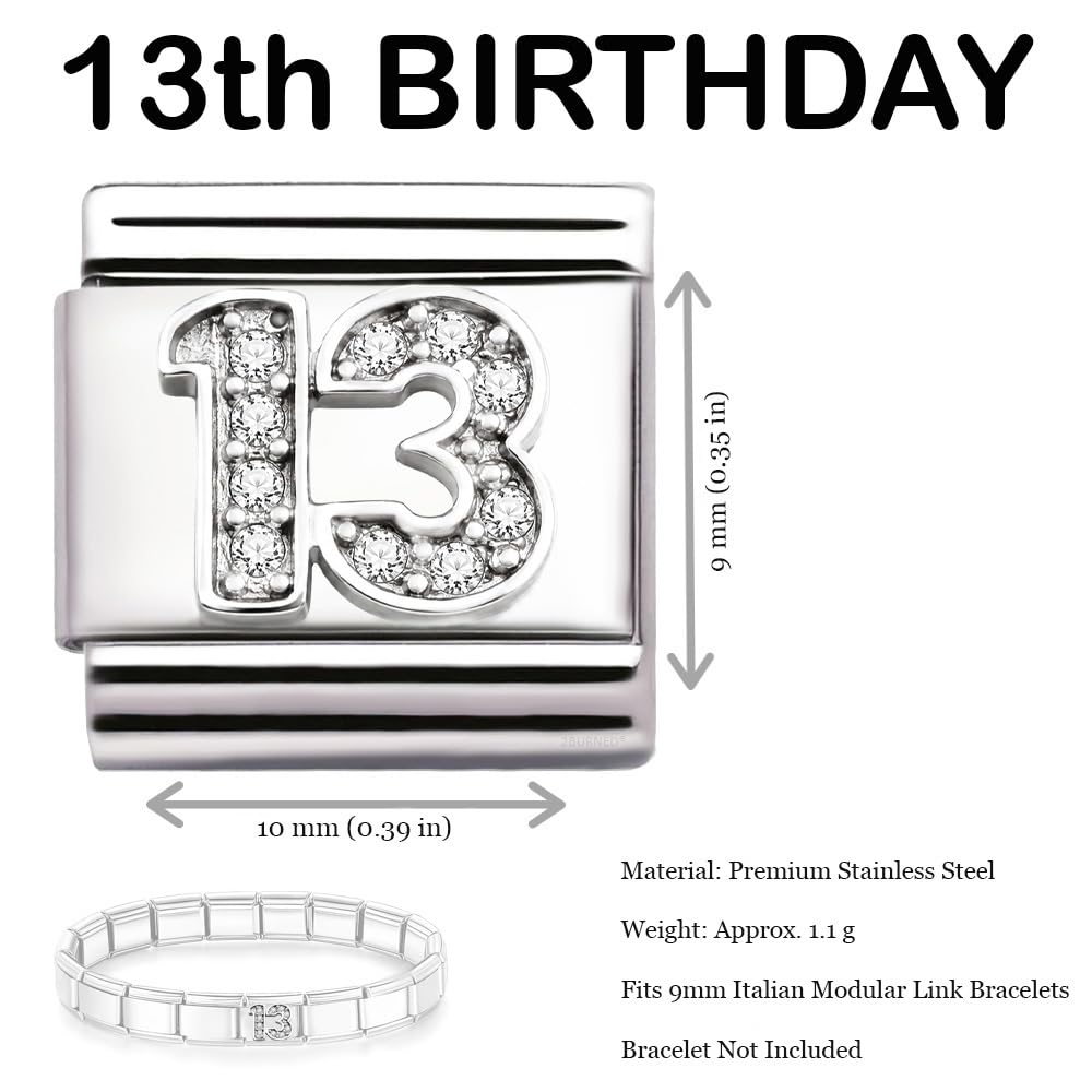 Italian Charm Link Number Birthday Milestones fit 9mm bracelet