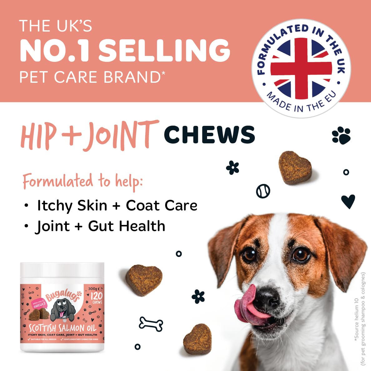 Bugalugs Scottish Salmon Oil For Dogs & Cats, Dog Supplement Support for Skin And Coat, Itchy Skin & Moulting, Omega 3 Fish Oil (Salmon, 500ml)