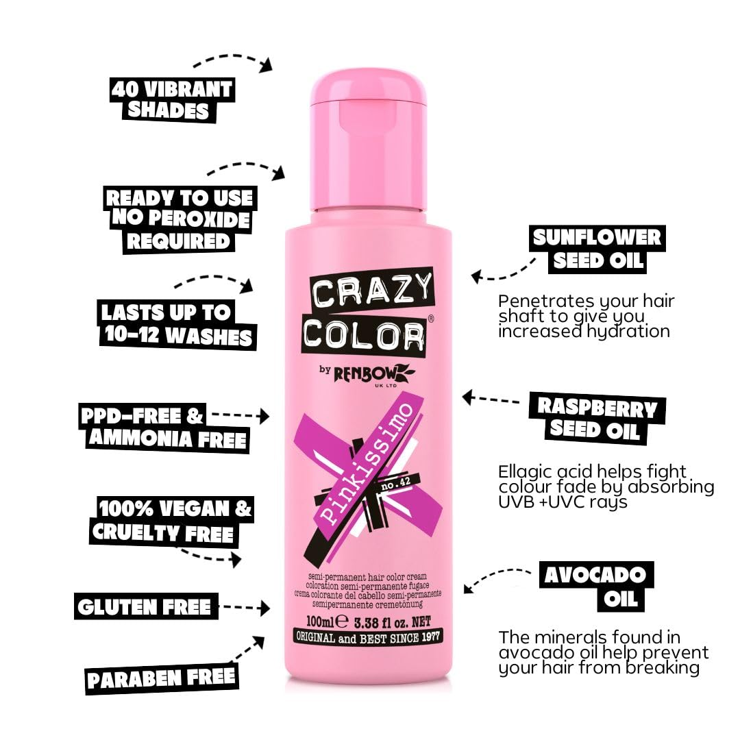 Crazy Color Cyclamen Pink Hair Dye 100ml