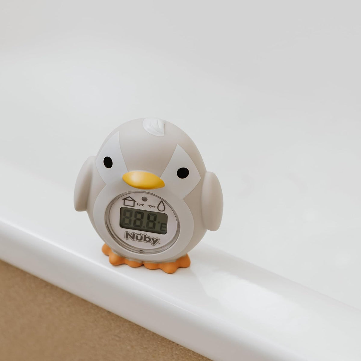 Nuby Penguin Baby Bath Thermometer - Digital Thermometer with Easy to Read Screen | BPA Free | Suitable from Birth (Grey)