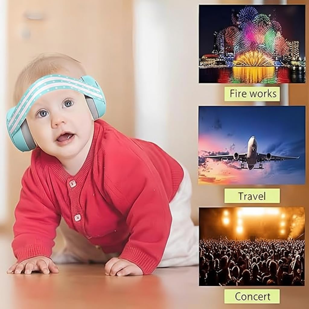 Baby Ear Defenders for 0-36 Months, Soft Adjustable with Noise‑Reduction
