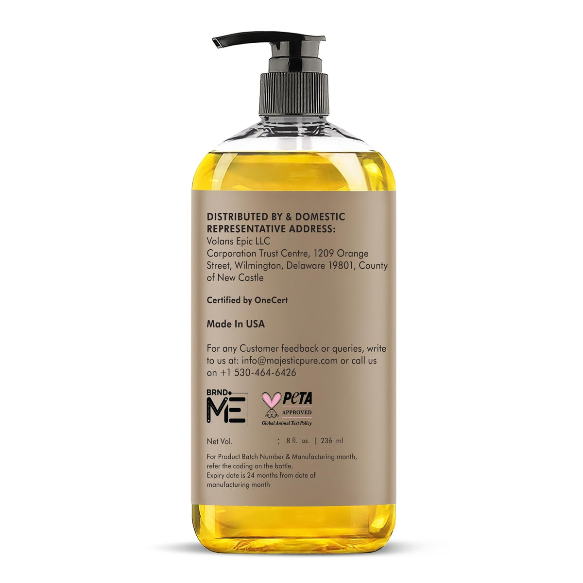 Majestic Pure Vitamin E Oil 100% Pure and Natural Oil - 236 ml