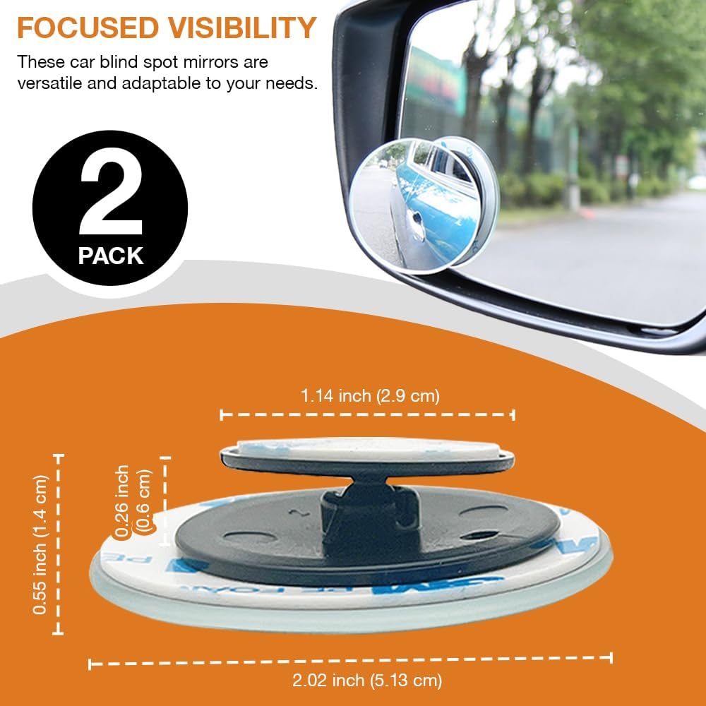 ARVO Blind Spot Mirrors for Cars, 2 Pack, 360° Adjustable HD Glass Convex