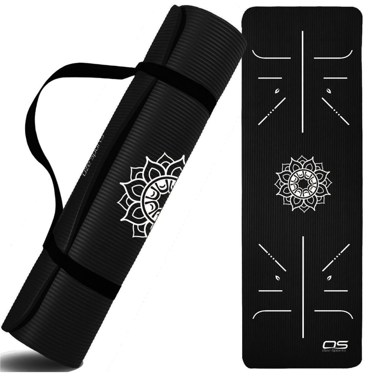 OZE SPORTS Yoga Mat, NBR Foam, Extra Thick, Non-Slip, High Density, Large, for Pilates, Gymnastics, HiiT and Fitness, with Free Carry Strap