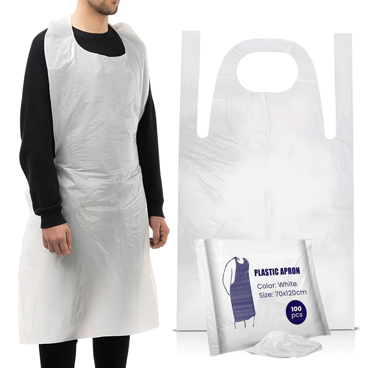 Disposable Aprons Blue Flat Pack of 500 Waterproof Plastic for Catering