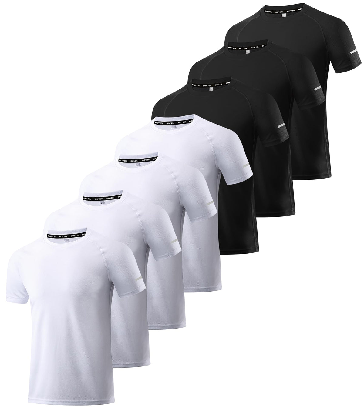 Boyzn 1, 3, 5 or 7 Pack Men's Workout Running Shirts, Dry Fit Moisture Wicking T-Shirt, Gym Athletic Short Sleeve Tee Shirts