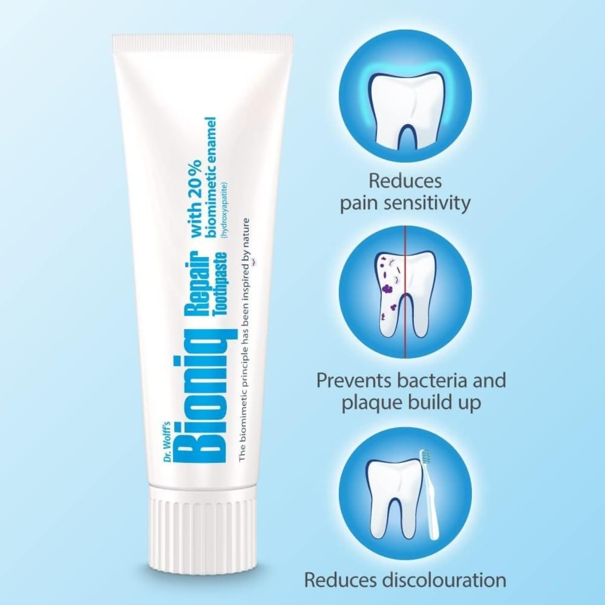 Dr. Wolff's Bioniq Repair Toothpaste | Hydroxyapatite Enamel Repair | for Daily Use | for Sensitive Teeth | Fluoride Free | 100 ml