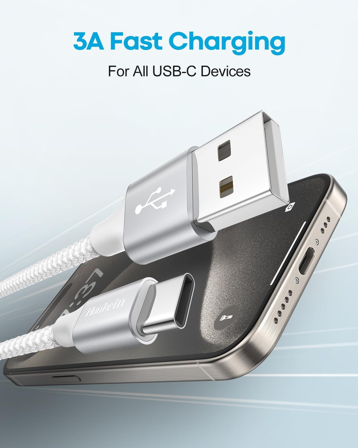 iPhone 17/16/15 Carplay Cable, 1M USB A to USB C Cable Fast Charging Nylon
