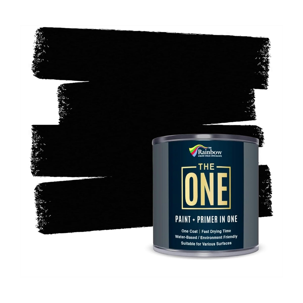 THE ONE All-In-One Paint & Primer - Black Matt, 250 ml | Multi-Surface 1 Coat Formula | Easy Indoor & Outdoor Decorating for Home & Garden Walls, Floors & Furniture | Durable, Water-Based & Low VOC