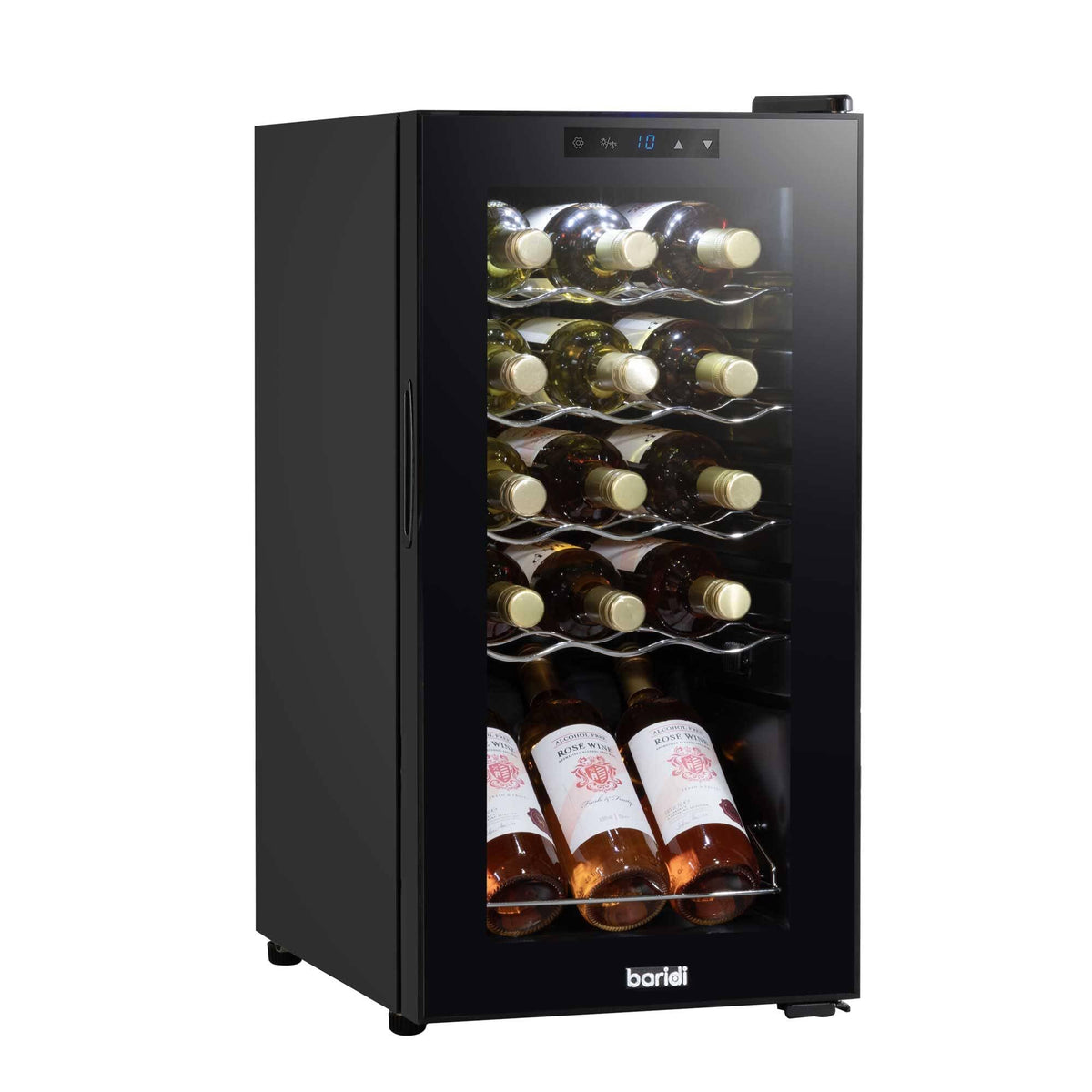 Dellonda Baridi 12 Bottle Wine Fridge with Digital Touch Screen Controls, Metal Shelves & LED Light, Black - DH73
