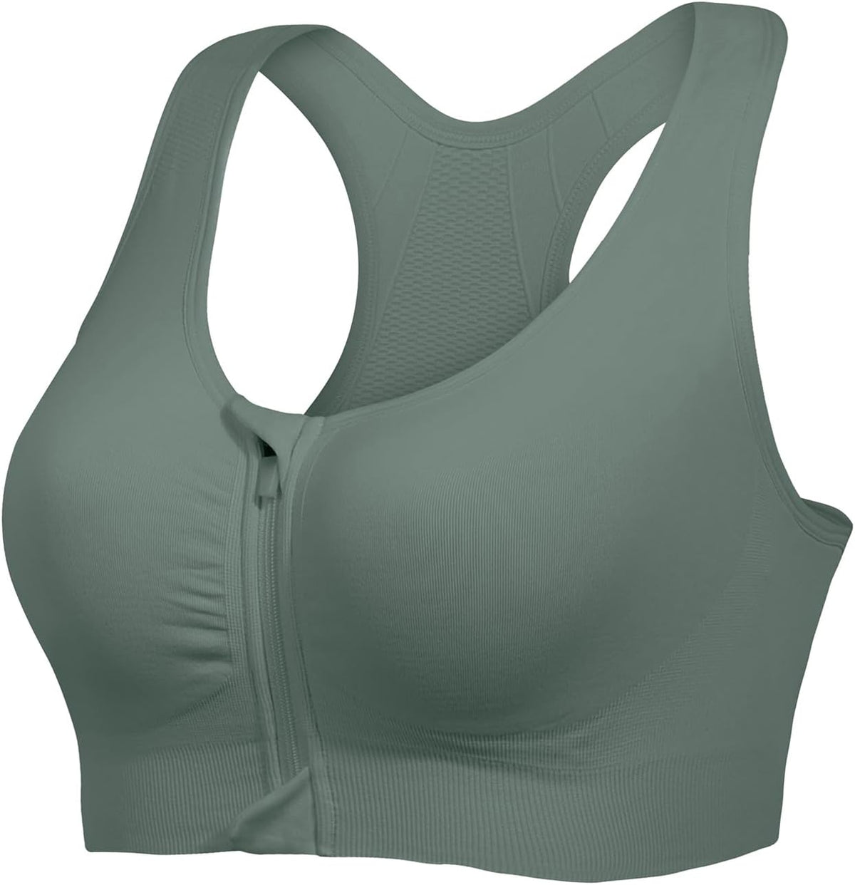Lemef Front Zipper Sports Bras High Impack Post Op Compression Bras for Women Post Surgery Wireless Racerback Yoga Bra