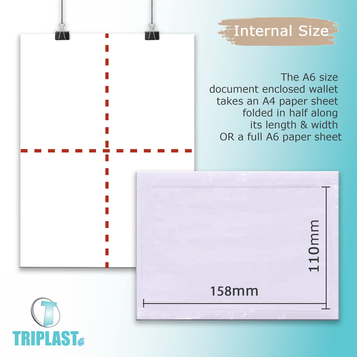 Triplast 1000 x A7 Plain Document Enclosed Wallet (95 x 125 mm) | Peel & Seal Clear Plastic Envelopes/Sleeves/Pockets/Wallets | Attach Invoices, Packing Lists & Delivery Notes to Parcels