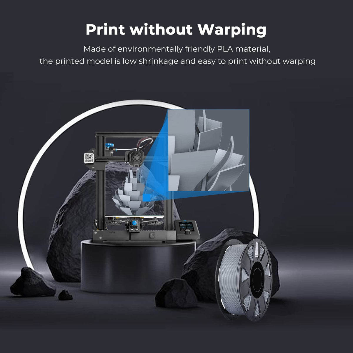 Creality Ender PLA 3D Printer Filament 1.75mm, 4 Packs 1KG Spool(2.2lbs), Dimensional Accuracy +/-0.03mm, No Clogging & Bubbles, Fits for Most FDM 3D Printers (White*4KG)