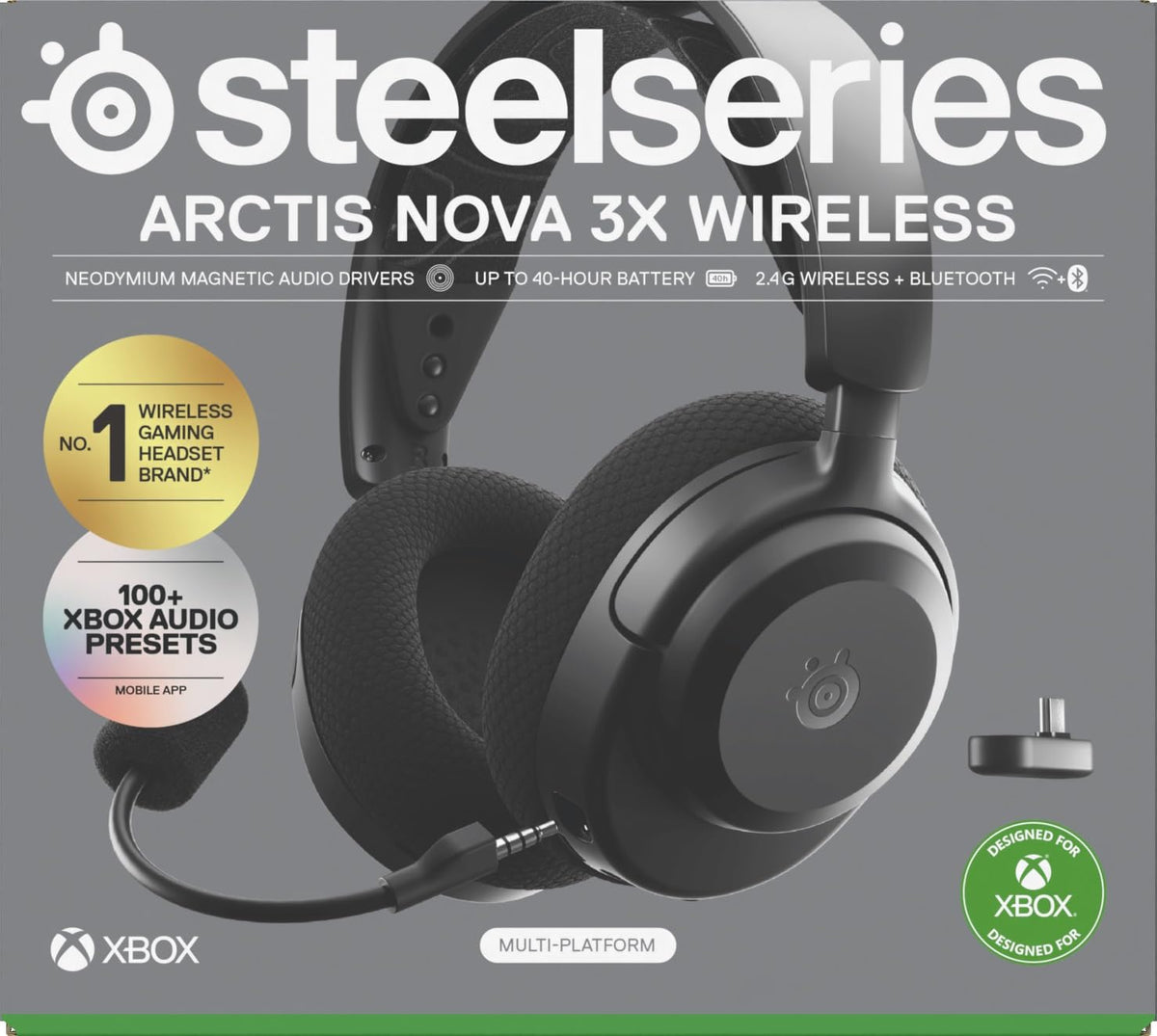 SteelSeries Arctis Nova 3X Wireless - Xbox Headset - Gaming Headset - Mobile App Control - 40 HR Battery with fast charging - Compatible with Xbox, PC, Switch and more - 2.4GHz/Bluetooth - Lavender