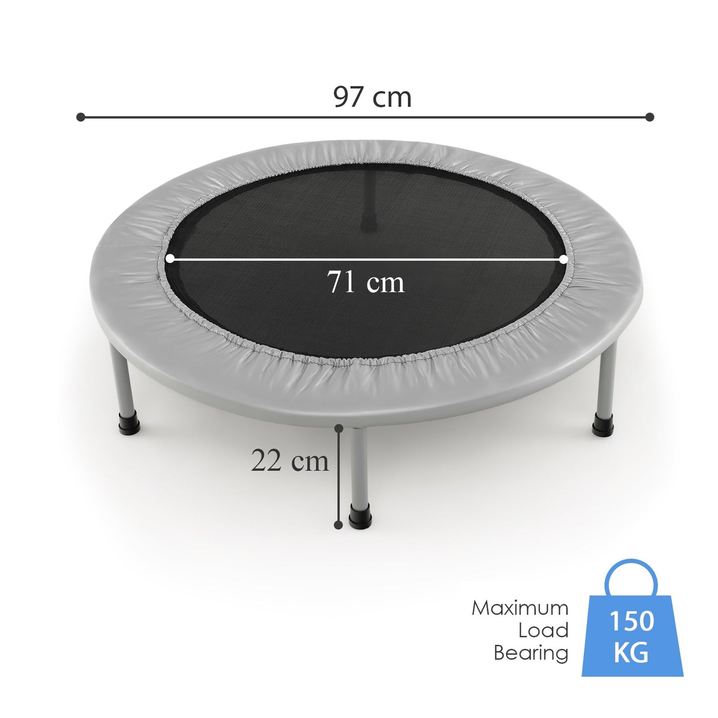 COSTWAY 38" Foldable Mini Fitness Trampoline with Carry Bag — Max 150 kg