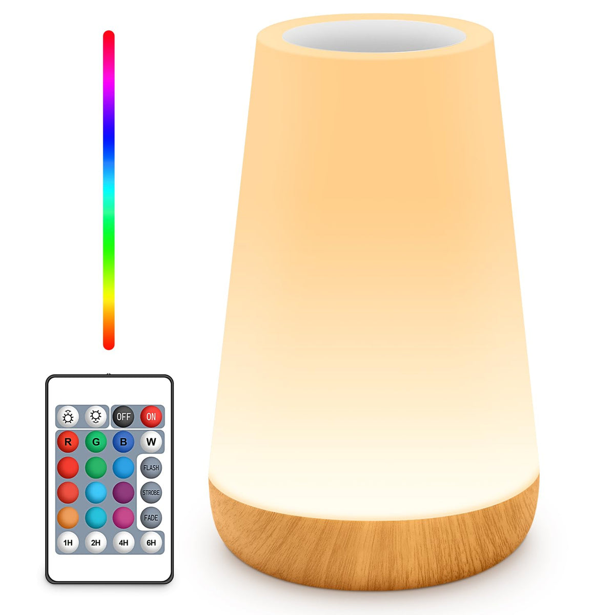 Auxmir Night Light 2 Pack, LED Touch Bedside Table Lamp, 2500mAh Rechargeable Light with RGB Color Changing, Portable Lamp for Children, Kids, Bedroom, Living Room, Camping