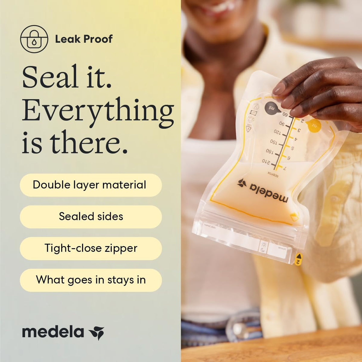 Medela Easy Pour Disposable Breastmilk Storage Bags, 210 ml Capacity, Leakproof Design with Milk Protection, Made Without BPA, Pack of 50