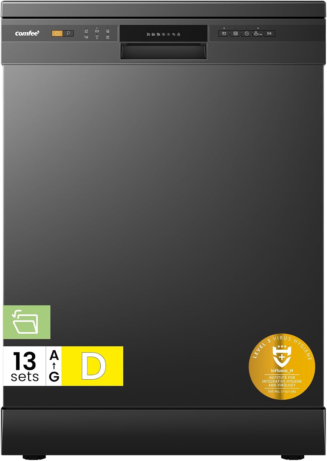 COMFEE' Dishwasher Freestanding, 13 Place Settings, 60cm, Black