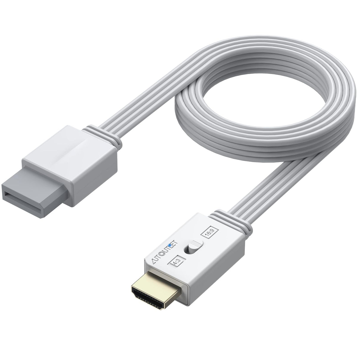 AUTOUTLET Wii to HDMI Converter 1080P 5ft/150 cm for Full HD Device, Adapter with HDMI Male Cable Output Compatible with Nintendo Wii, Wii U, HDTV, Monitor-Supports All Wii Display Modes