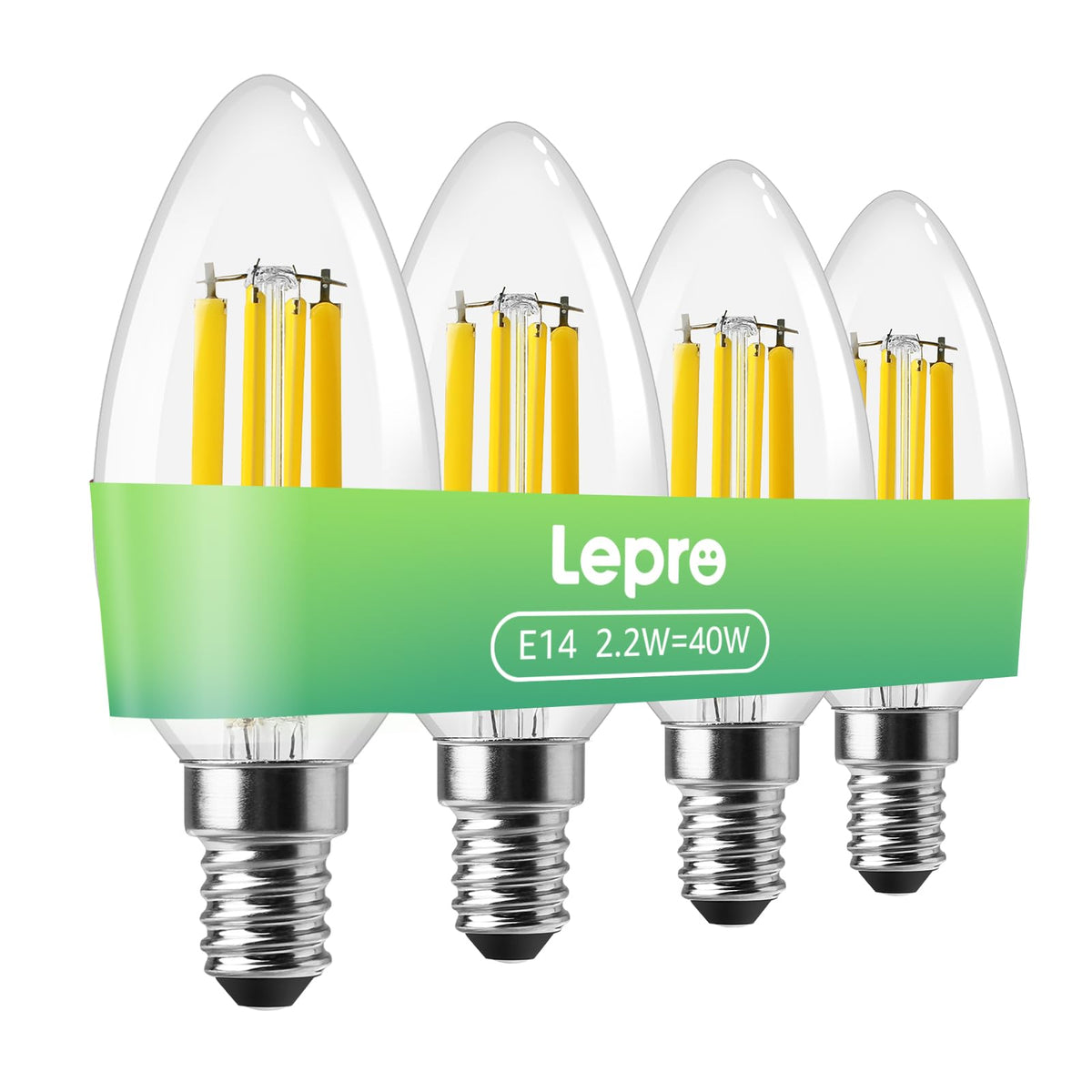 Lepro E14 Golf Ball Bulb A-Rated, Warm White, 2.2W = 40W, 470LM, Pack of 2