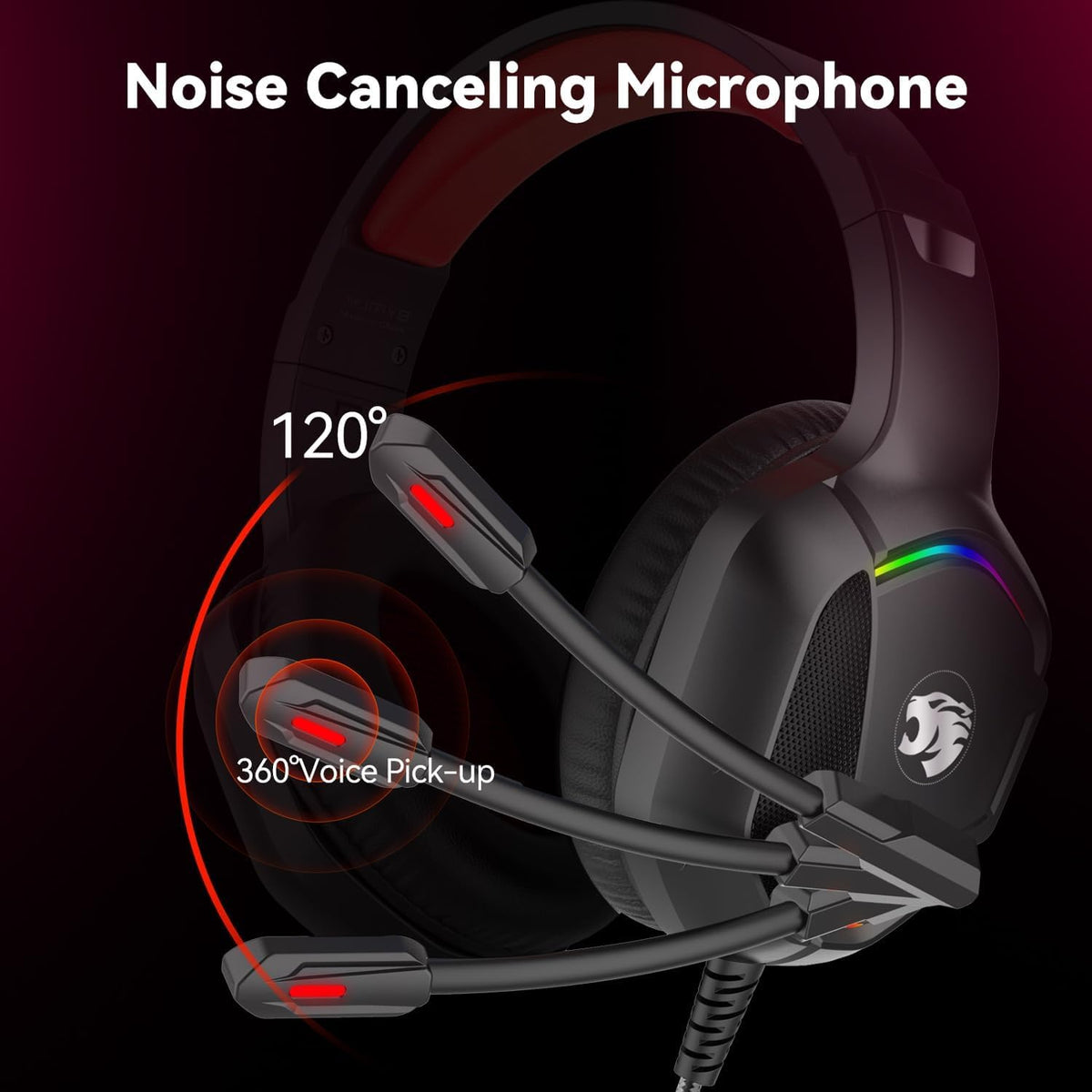IMYB Gaming Headset with Microphone for Pc, Xbox One Series X/s, Ps4, Ps5, Stereo Wired Noise Cancelling Over-Ear Headphones with Mic, RGB, for Computer, Laptop, Mac, Gamer (White)