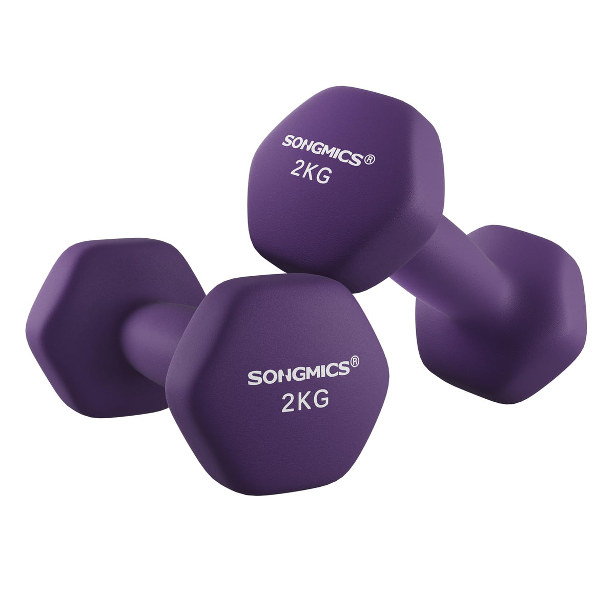 SONGMICS Set of 2 Hex Dumbbells with Neoprene Coating for Strength Training, Fitness, Home Workout