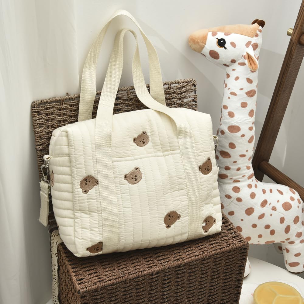 Baby Stroller Storage Bag, Cotton Cloth Reusable Handbag Pram Organiser Bag Multifunctional Pushchair Organiser with Zipper Pockets for Pram Travel 32x12x25cm (#3)