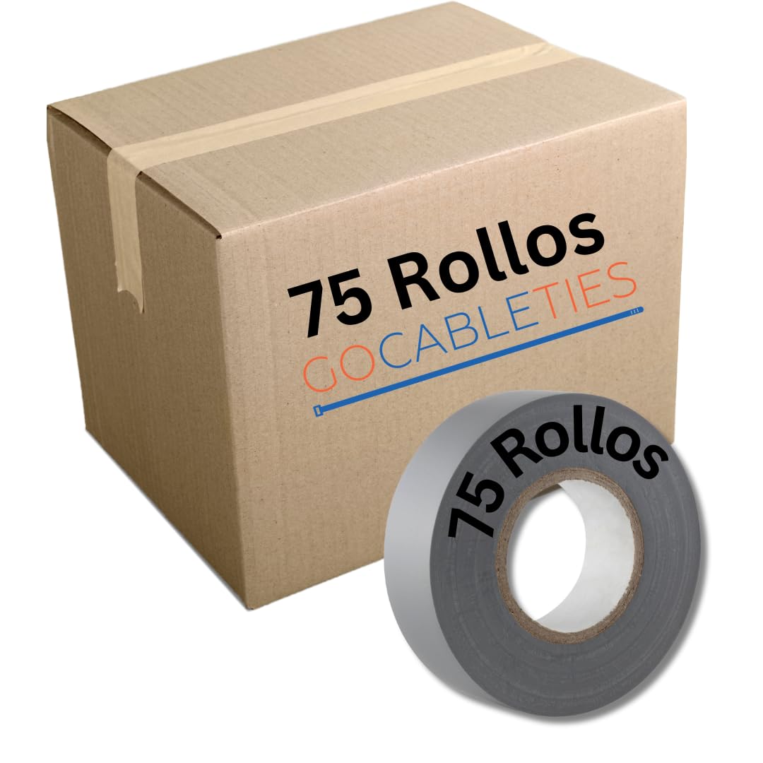 Gocableties Grey Electrical Tape, 19mm x 20m, Strong Self-Adhesive PVC Insulation Tape for Insulating, Repairing and Protecting Electrical Wires, 2 Rolls