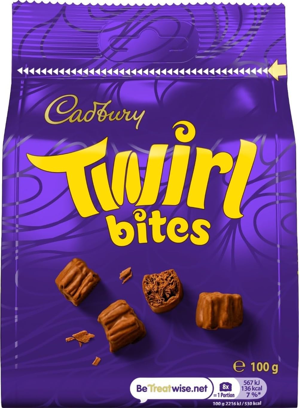 Cadbury Milk Chocolate Twirl Bites, Sharing Bag, 100 g (Pack of 1)