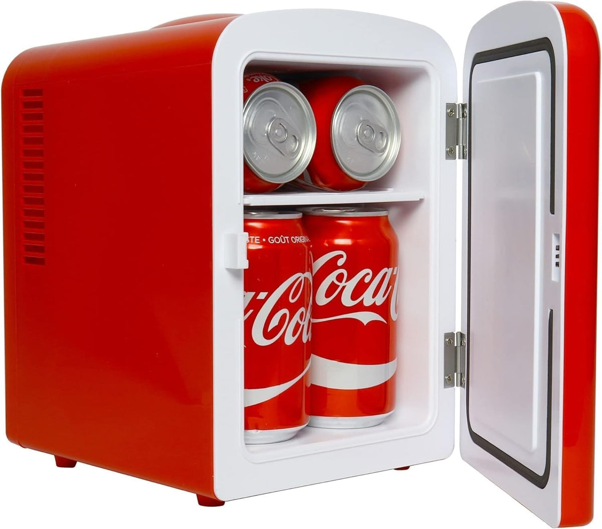 Mini Fridge For Bedrooms 4L Small Fridge 6 Can Table Top Quiet Mini Fridges For Skincare Office Food Drinks Kids Home Car & Travel 12v Portable Cooler Warmer Refrigerator by Coca-Cola, PB Red