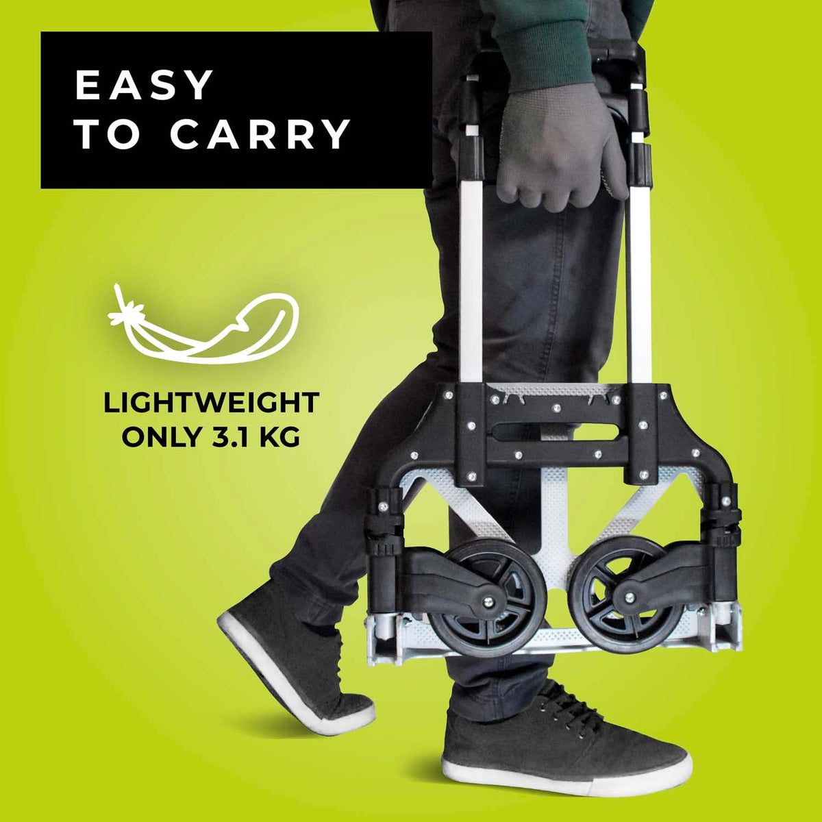 WMR Heavy Duty Folding Aluminium Hand Truck Trolley | Multi-Purpose Sack Barrow Cart | Lightweight & Durable Aluminium Trolley for Luggage, Groceries, Office, Warehouse | 80KG Load Capacity
