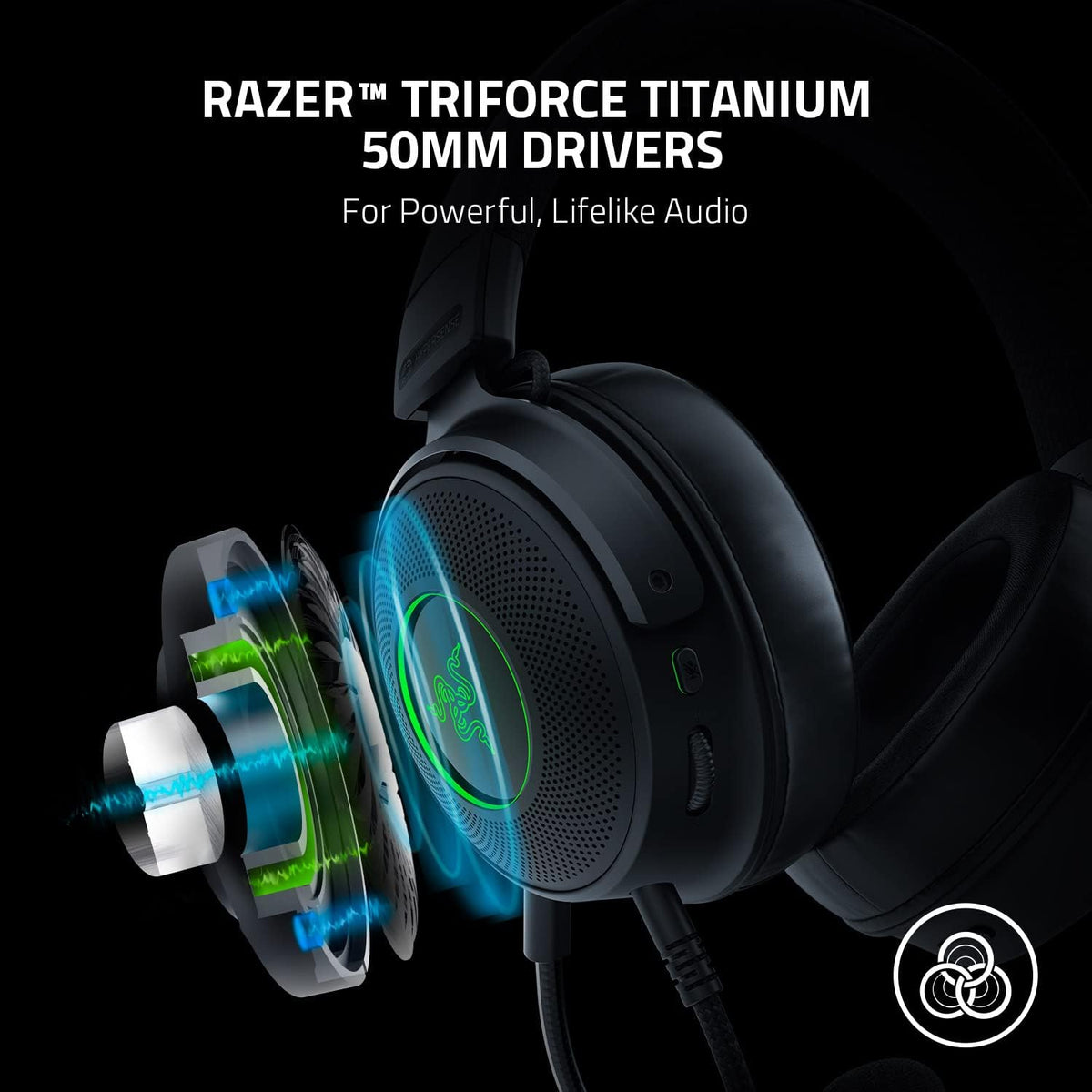 Razer Kraken V3 X USB - Wired USB Gaming Headset (ultra-lightweight at 285g, TriForce 40mm drivers, HyperClear Cardioid Microphone, 7.1 surround sound, Chroma RGB) Black