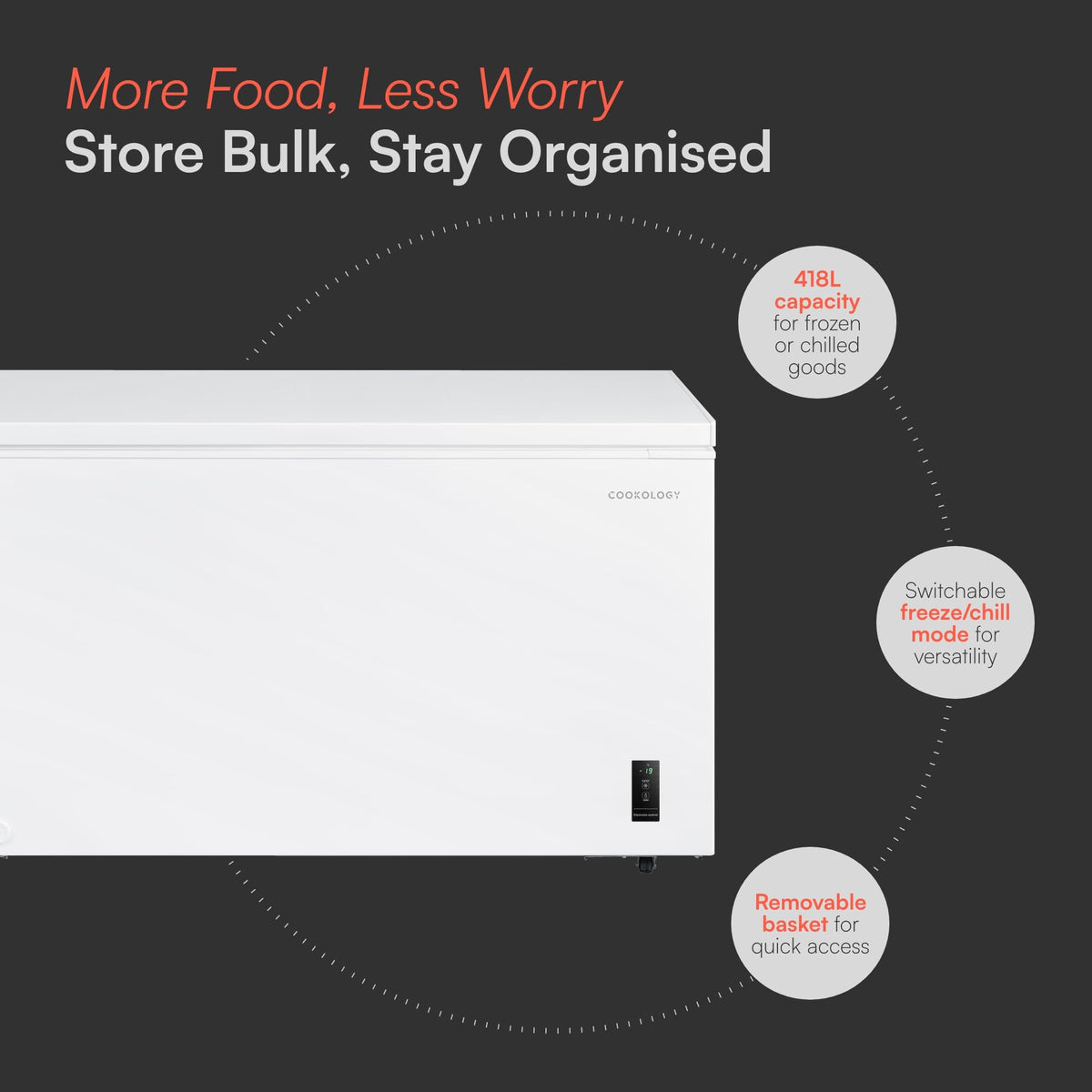 Cookology 99L Freestanding Chest Freezer - Adjustable Feet - White
