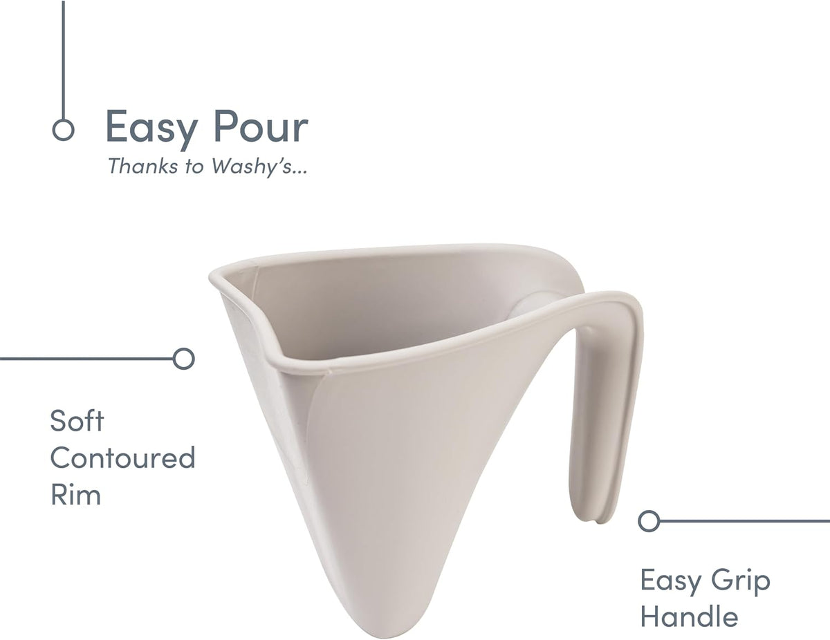 Shnuggle Baby Bath Rinse Cup, Soft Rim Shampoo Rinser and Hair Wash Jug, No Tears Design for Newborn and Toddler Bath Time, Easy Grip Handle, Gentle Washing Accessory, Suitable from Birth. Taupe.