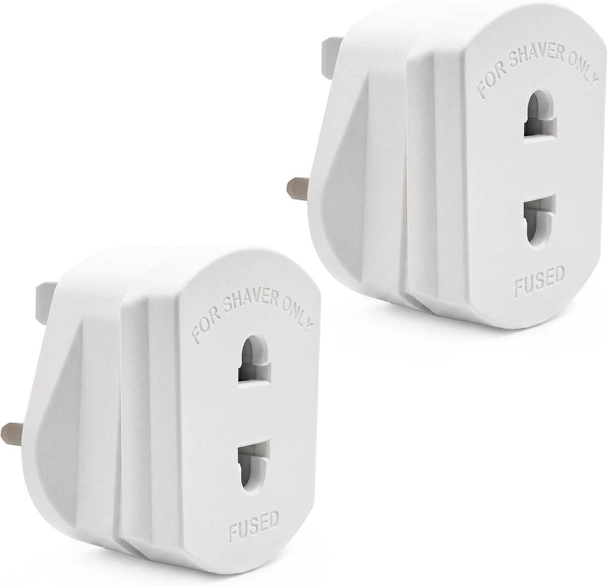Double Dragon 2-Pack UK Electric Toothbrush & Shaver Plug Adapter | 2-Pin to 3-Pin Bathroom Converter | Supports UK EU Round & US Flat 2-Pin Plugs | 1A Fused | Compatible with Oral-B, Braun, Philips