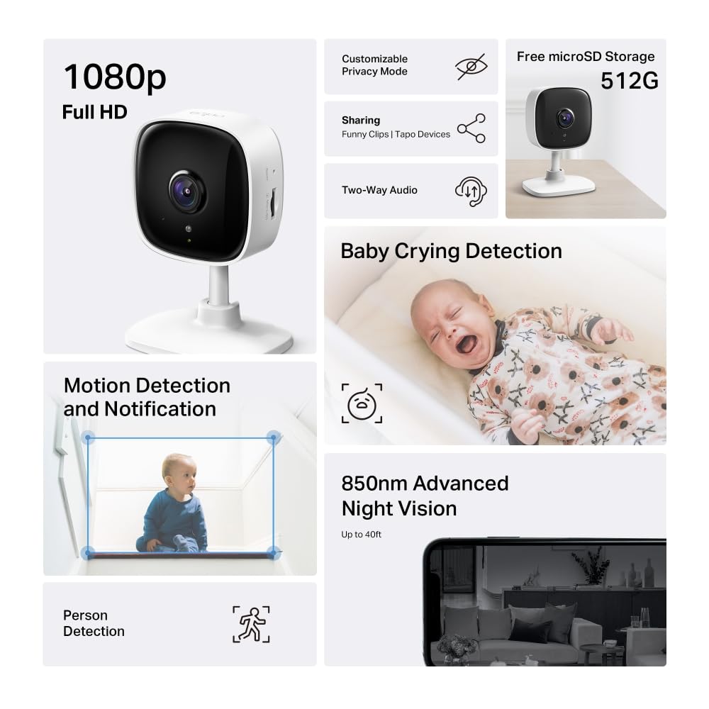 Tapo C110 2K 3MP Indoor Security Camera Pet Camera Dog Camera