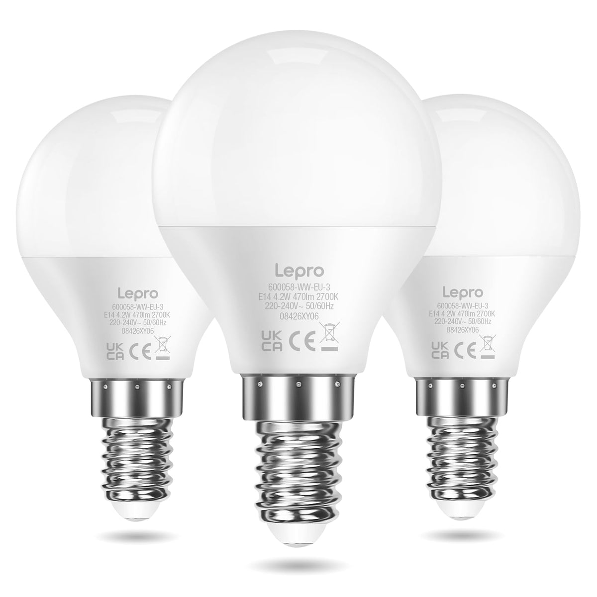 Lepro P45 E14 LED Light Bulb, Warm White 2700K, 4.2W=40W, 470LM, Pack of 6